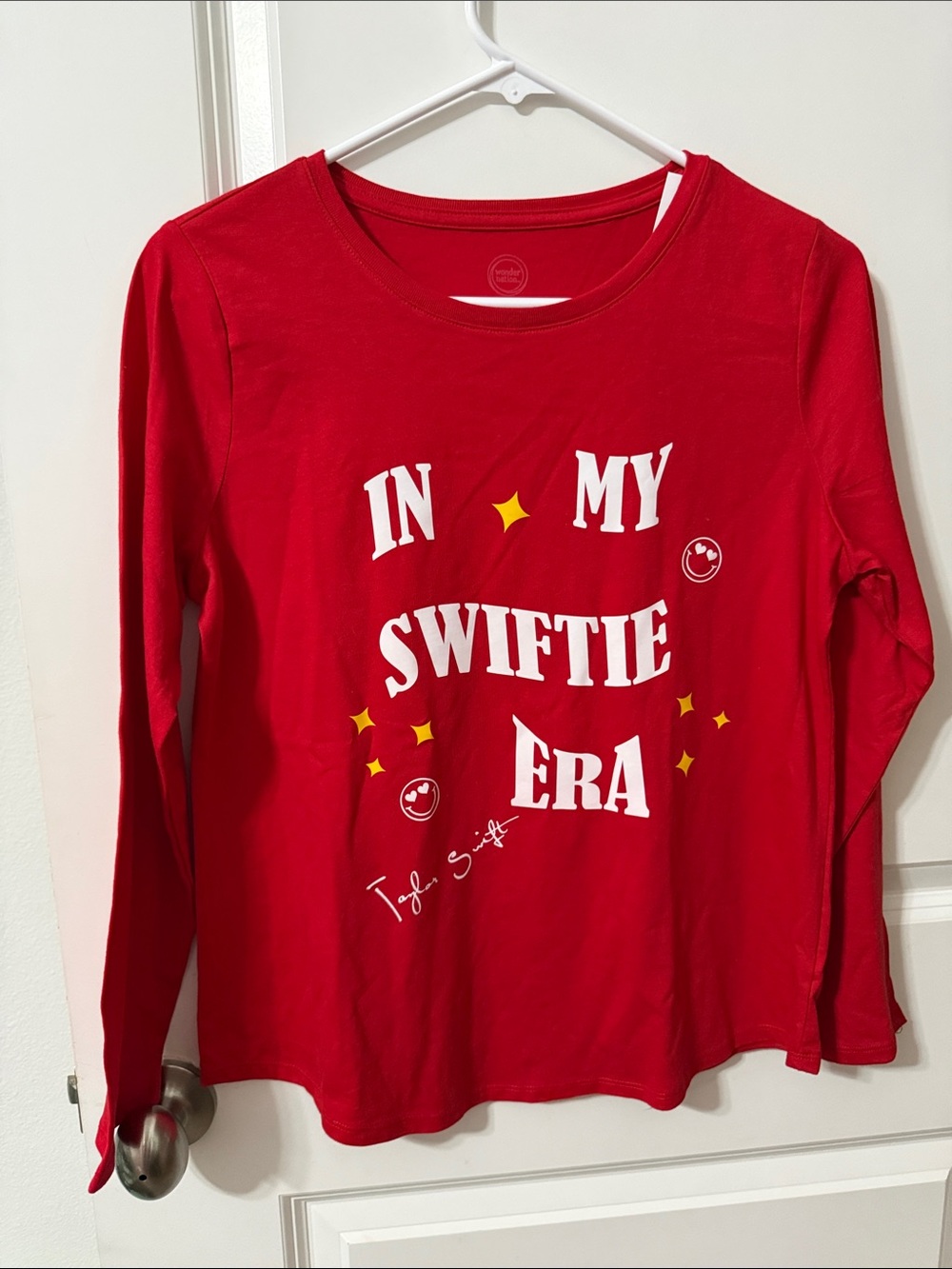 Taylor Swift wonder nation Red Long Sleeve Tee with White Swiftie Graphic